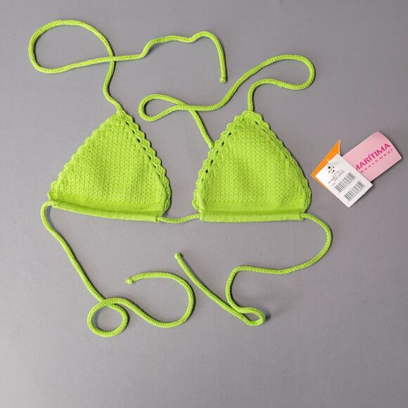 Cia Maritima Beachwear Bikini Womens Small Green Triangle Knit Top New - Picture 8 of 13